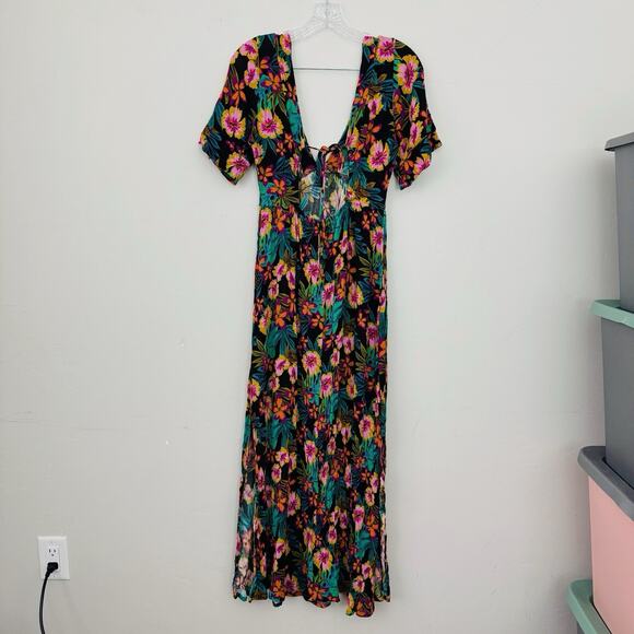 Hurley Short Sleeve V Neck Tropical Dress Women’s Size M - Picture 6 of 11